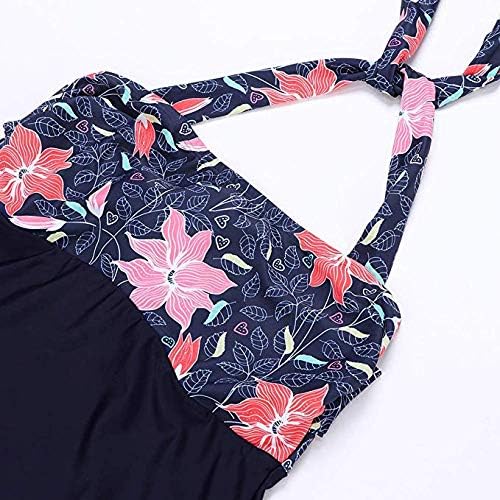 FeelinGirl Tankini Bikini Bademode Badeanzug Badekleid Strandkleid Neckholder Einteiliger Push up Badebekleidung mit Hotpants Bauchweg Top