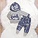 2Pcs Baby Boy Girls Hooded Pocket T-Shirt Top+Long Printed Cartoon Pant Cute Warm Outfit (18-24Months, Gray&Blue)