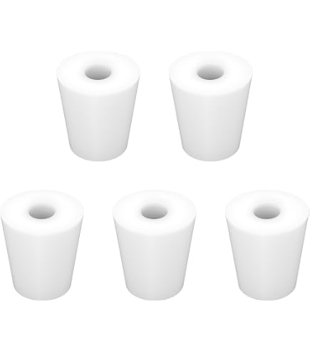 Lot De 4 Bouchons Caoutchouc Coniques - 1 Trou - 19x14x25mm - Noir - Neuf