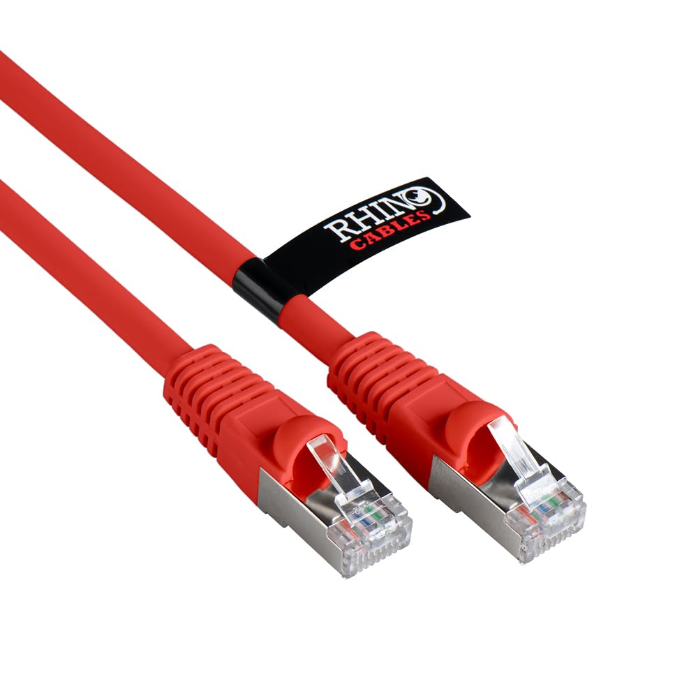 rhinocables CAT 6a Ethernet Cable | 10Gbps S/FT High-Speed & Large Bandwidth Data Transfer | Reliable LAN Network RJ45 Cable | Wi-Fi Broadband Cable for Seamless Gaming & Streaming (1m, Red)