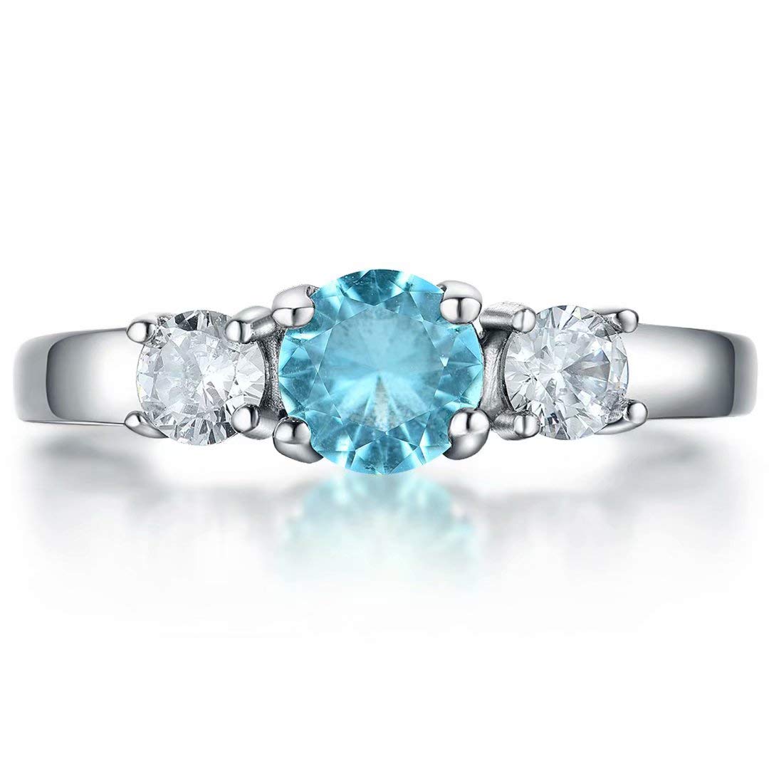 AILAAILA Birthstone Rings CZ Stainless Steel Ring for Women Girls Kids Baby Children March Size 3 (F)