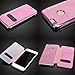 AMASELL Wallet Case for iPhone 6 Plus and iPhone 6s Plus, Luxury Electroplate Flip Leather and Clear View Window Mirror Case Cover for iPhone 5.5 inches, Rose Gold