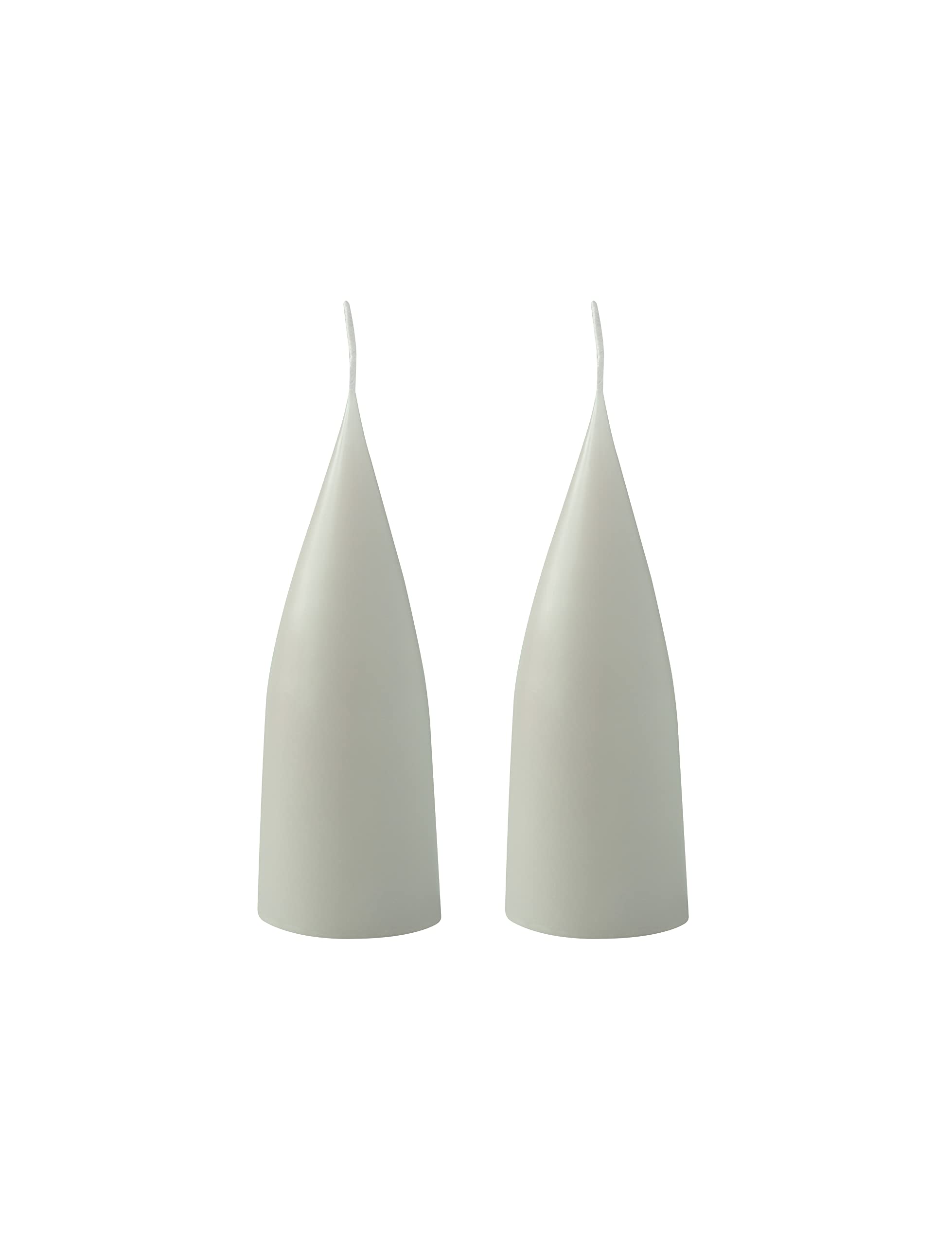 Kunstindustrien® Cone Shaped Candles, Made in Denmark, 43 colours available, Dripless & Smokeless Pillar Candles, Candles long burning 15h, Unscented Candle gift set 2pcs 6.5x16cm (Light Reseda Green)