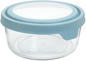 Anchor Hocking TrueSeal Glass Food Storage Containers with Airtight Lids, 2-Cup, Mineral Blue, Pack of 6