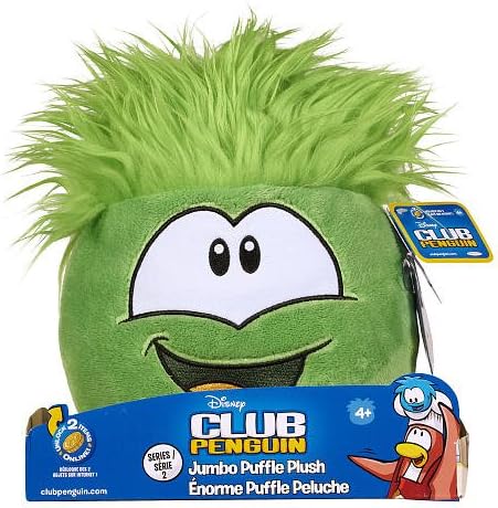 Disney Club Penguin 8 Inch JUMBO Puffle Plush Green Includes Coin with Code!