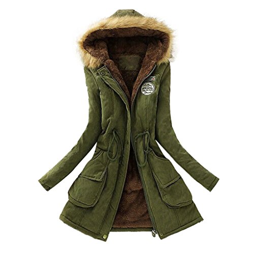 Women Coat,Haoricu Fall Women Fashion Warm Elegant Long Coat Hooded Jacket Winter Parka Outwear (Asian Size:L, Army Green)