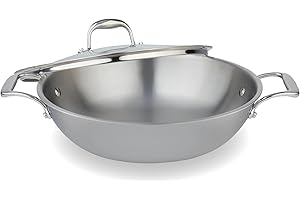 Meyer - SuperSteel Tri-Ply Clad Stainless Steel Wok with Lid, Induction Cooktop Compatible (32cm/12.5in)