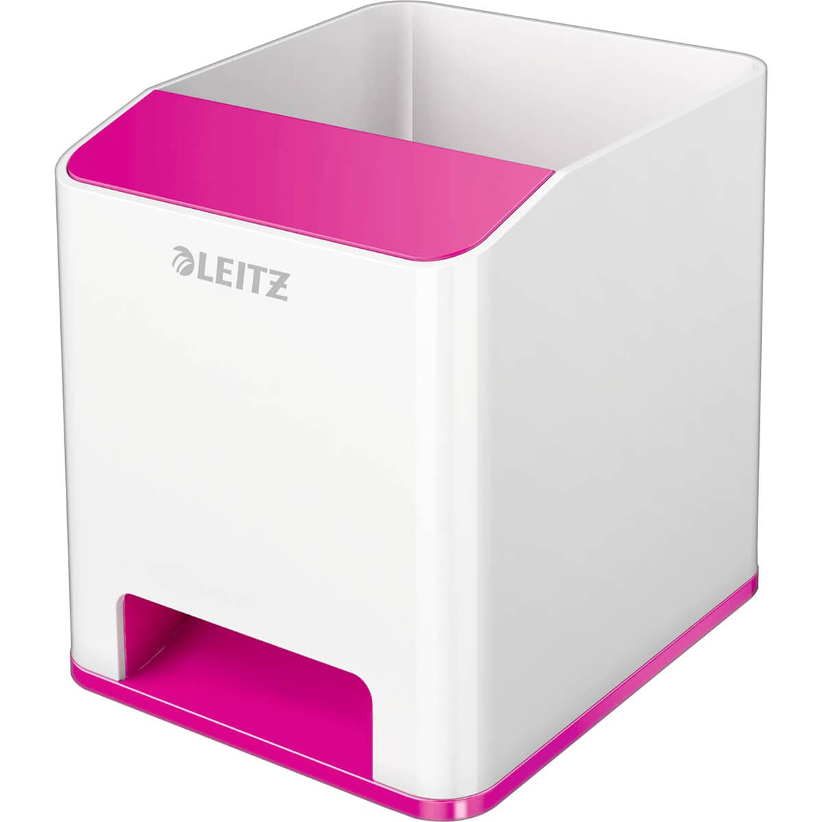 Leitz 53631023 Sound pencil case (sound amplification function, WOW) white/metallic pink