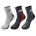 Airka Men's Hiking Socks 3 Pairs - Full Thickness Micro Crew for Trekking Mountaineering (Red+Blue+Grey)