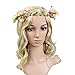 Meiliy Bridal Flower Garland Headband Flower Crown Hair Wreath Halo with Adjustable Ribbon for Wedding Festivals