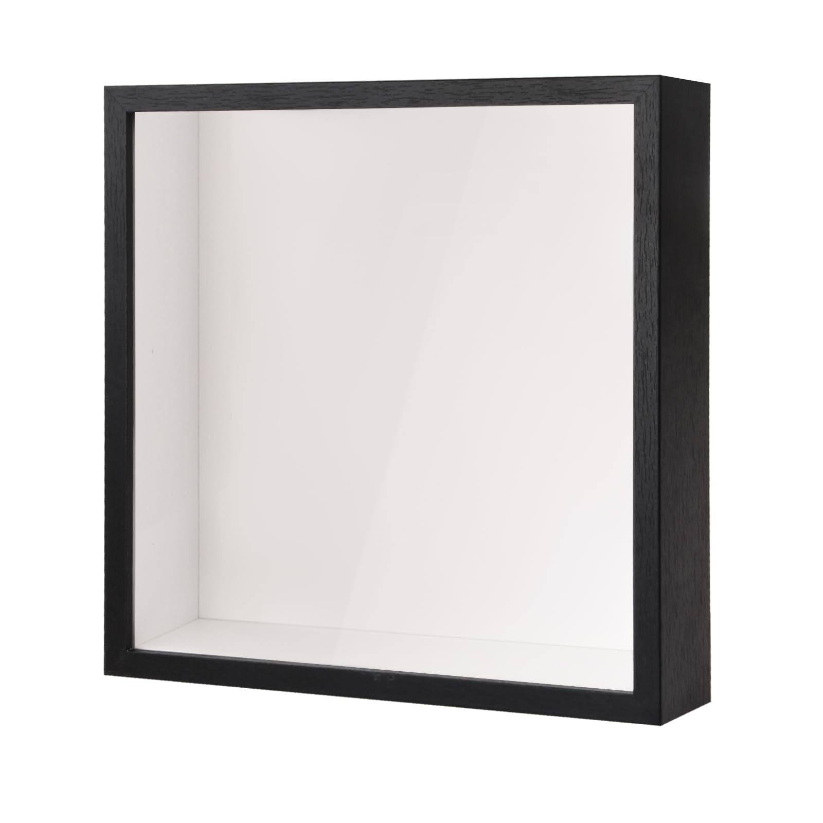 Bhoulandi 3D Shadow Box, Deep Picture Frame Display Box for Tabletop and Wall, Wooden Deep Box Frame for Flower Memorabilia Medal Crafts Tickets (22x22cm Black)