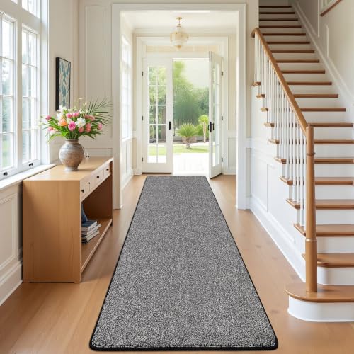 SHACOS Läufer Flur 80x250 cm Kurzflor Teppich Läufer Waschbar Teppichläufer rutschfest Flur Teppich für Wohnzimmer, Schlafzimmer, Küche, Schwarz