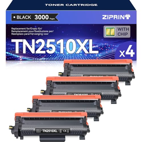 ZIPRINT TN2510XL TN-2510XL Compatible for Brother HL-L2400DWE Toner TN2510XL for Brother MFC-L2835DW Toner MCF-L2800DW MFC-L2827DW MFC-L2860DWE DCP-I2620DW DCP-L2627DW DCP-L2660DW(Black) *4P) )
