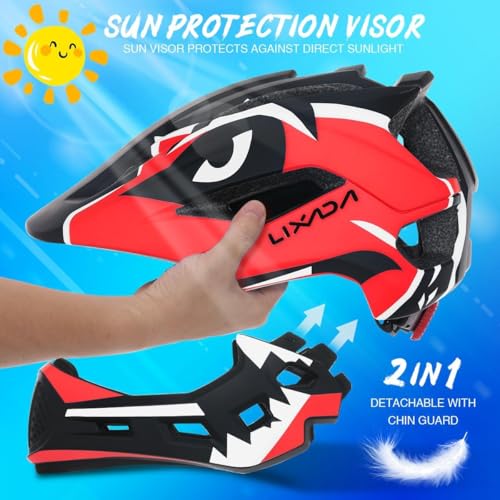 Lixada Full Face Helmet Children Detachable Sports Safety Helmet Bicycle Helmet Children Sports Helmet for Children Safety Helmet for Cycling Skating
