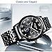 Watches, Men's quartz Analog Chronograph Black Wrist Watch Stainless Steel Band