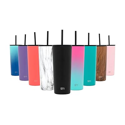 Simple Modern 24oz Classic Tumbler with Straw Lid &amp; Flip Lid - Travel Mug Gift Vacuum Insulated Coffee Beer Pint Cup - 18/8 Stainless Steel Water Bottle - Midnight Black