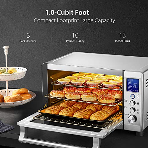 Toaster Oven Willsence Convection Toaster Oven with LCD Display and Element IQ, 6 Slice Toaster Oven with 9 Pre-set Cooking Functions, Brushed Stainless Steel,1800W - Thumbnail 3