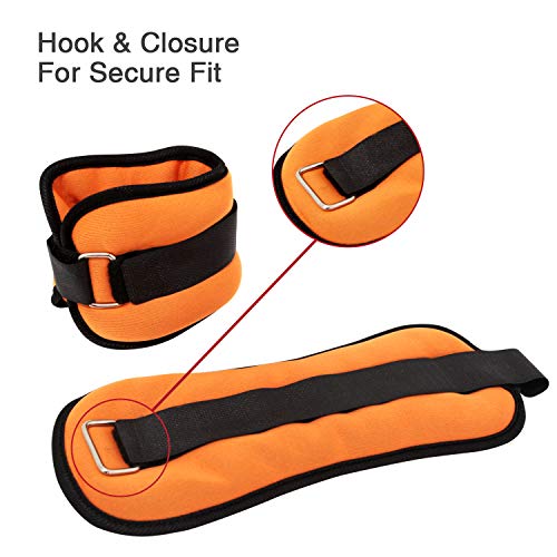 Wesoke Ankle/Wrist Weights, Small Hand Leg Arm Cuff Weight Set for Women Men and Kids, with Adjustable Straps for Fitness Dancing Exercise Gym Workouts Training Running Aerobics (1 Pair, 2lb Orange) - Thumbnail 2