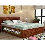 BM WOOD FURNITURE Single Size Sheesham Wood Bed 6 * 4 Feet with Storage | Solid Wood Bed | Wooden Bed | Bed | Single Wood Bed with Storage | (Honey Teak Finish, Brown) |