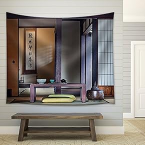 Traditional Japanese Tea Room - Fabric Wall Tapestry Home Decor - 51x60 inches