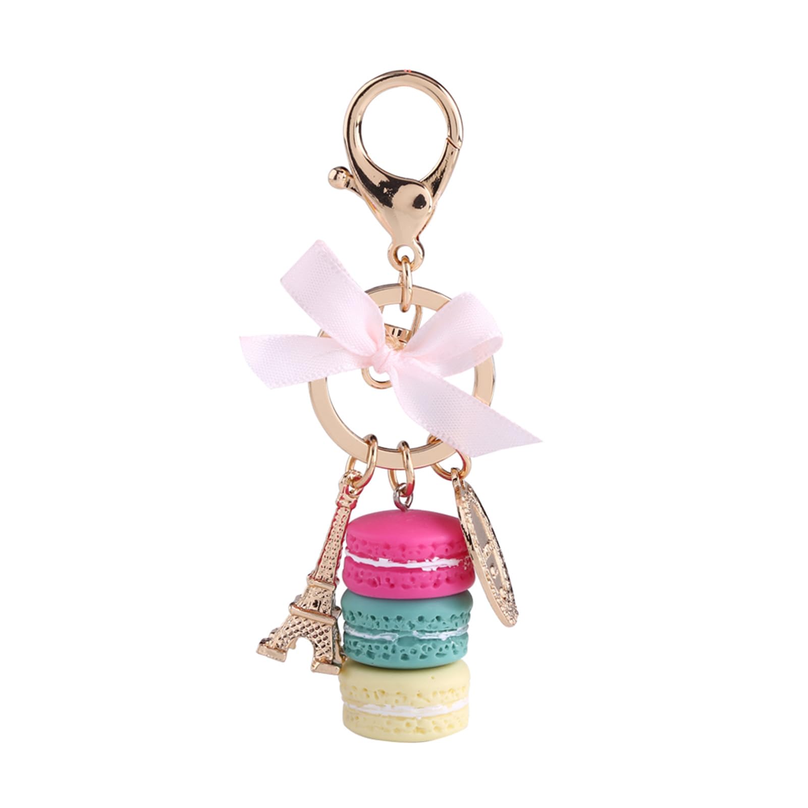 Cute Keychain, Colorful Macaron Keychains for Car Key Handbag Decoration Mini Tower Pendant Keyring for Gifts Women Kids Teens