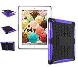 New Ipad Case Shockproof 2 In 1 TPU+PC Hard Rubber Stand Hybrid Case Cover For New iPad 9.7 inch 2017 Version Model numbers A1822 A1823 Black + Purple