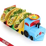 Mr. Taco Train -3 Taco Holder in Colorful Train Engine and Cars | Fun for Kids and Adults |Taco Tuesday and Party Supplies | Novelty Kitchen Dish | Crunchy and Soft Taco Stand Server