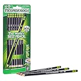 Dixon Ticonderoga Wood-Cased #2 Pencils, Pre-Sharpened, Box of 10, Black (13915)