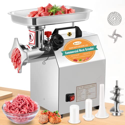 Photo 1 of Newhai 1.3HP Commercial Meat Grinder, Electric Meat Grinding Machine, Heavy Duty Industrial Meat Mincer, Sausage Stuffer Grinding Plates Stuffing Tubes, Grinding Chicken Bones for Restaurant