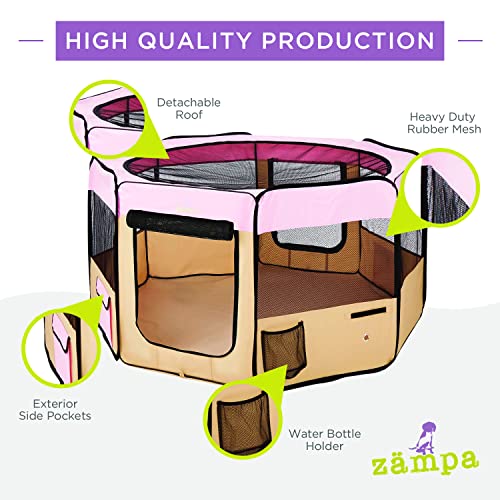 Zampa Dog Playpen Medium 45"x45"x24" Pop Up Portable Playpen for Dogs