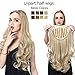 SARLA Dirty Blonde Clip in Half Wigs Long Curly U Part Full Head Synthetic Hairpiece for Women Heat Friendly Fiber 26 Inch