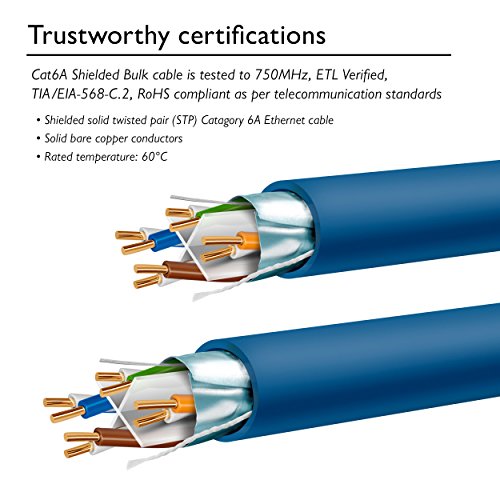 GearIT 1000 Feet Bulk Cat6a Augmented 10 Gig Shielded Ethernet Cable