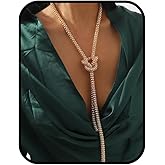 sunglnl Long Necklaces For Women, Gold Tie Necklace Chunky Knot Chain Minimalism Metallic Style Luxury Statement Jewelry Gift