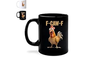 F-Caw-F Funny Chicken Mug, 11oz Fcawf Chicken Rooster Coffee Mugs, Ceramic Tea Cup for Men Women, Novelty Mugs Gifts Office H