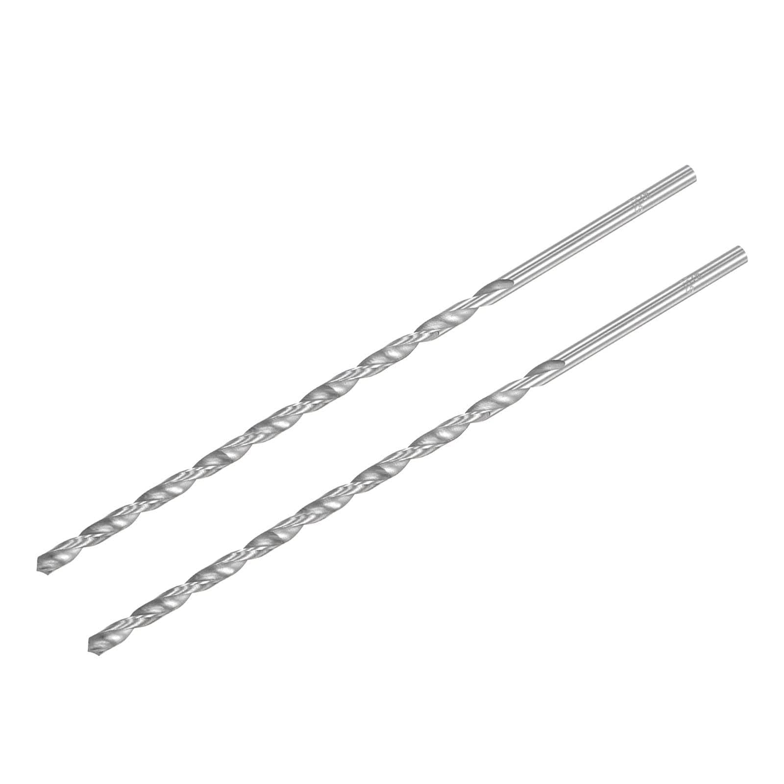 TA-VIGOR 2Pcs 5mm Extra Long Twist Drill Bits, 200mm Length High-Speed Steel HSS Straight Shank Spiral Drill Bits for Wood Metal Aluminum Plastic