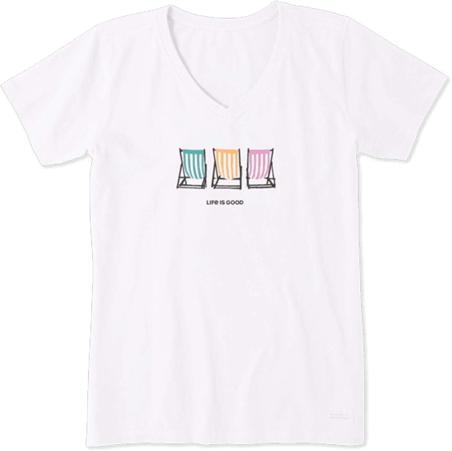 THE LIFE IS GOOD Womens Crusher Vee Beach Chair Stripe TShirts cheap