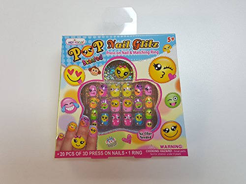 Hot Focus Emoji POP Nail Glitz with Matching Ring Toy