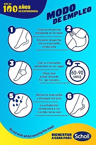 Máscara esfoliante para calcanhar scholl expert care - clinicamente comprovada para eliminar a pele seca e endurecida - 1 par