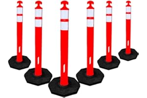 Traffic Safety Delineator Post - High-Visibility Orange | Stackable Design with Rubber Base | 45-Inch Traffic Delineator for 