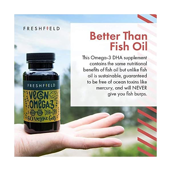 Freshfield Vegan Omega 3 DHA Supplement Premium Algae Oil, 2 Month