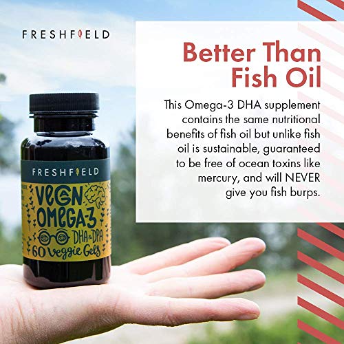 Freshfield Vegan Omega 3 DHA Supplement Premium Algae Oil, 2 Month