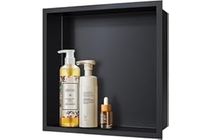 MERRANOX Shower Niche,Stainless Steel,Recessed Niche Shower for Bathroom Storage,no tiling required, 12" X 12" X 4",Matte Black