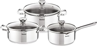 Utensili da cucina 6 pezzi, casseruola 16 cm, Pentole 20/24 cm, Coperchi in vetro, induzione, Acciaio inossidabile 18/10, Garanzia 10 anni, Base 3 strati, Duetto On A705S636