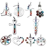 JOVIVI 7 Chakras Crystal Quartz Stone Healing Point Rock Reiki Chakra Pendants for DIY Jewelry Making