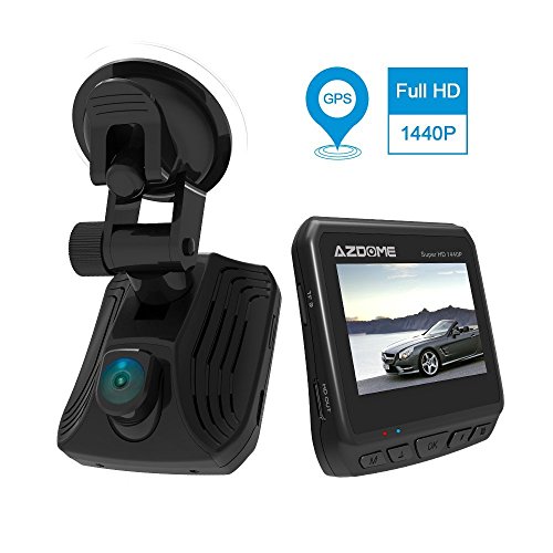 Car Dash Cam, AZDOME DVR Dashboard Hidden Camera Recorder 2.31" LCD Full HD 1440P 150° Wide Angle,Loop Recording,G-Sensor,Parking Monitor,Motion Detection with GPS