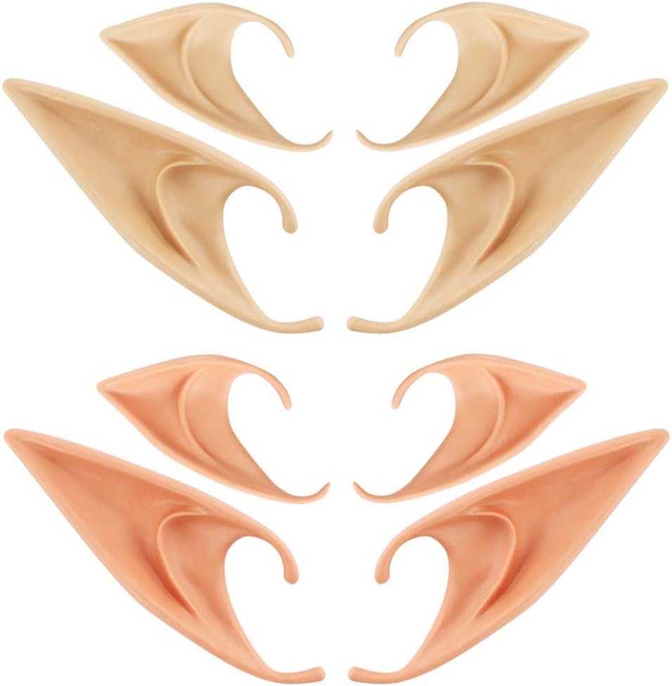 Heatoe Halloween Elf Ears, Cosplay Props, Party Fake Ear Accessories, Goblin Ears (4 Pairs)