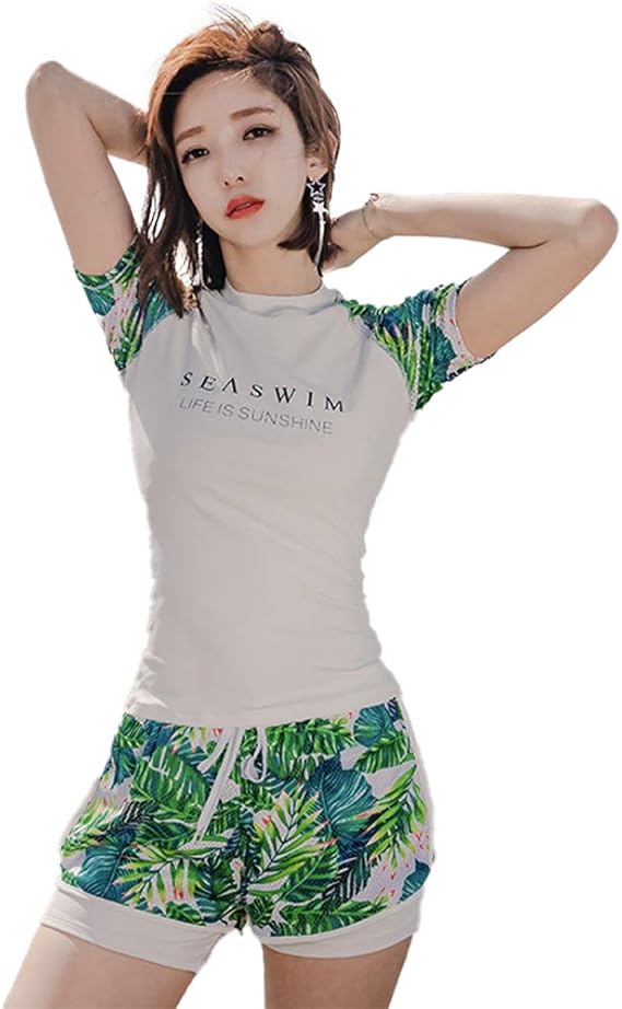 Amazon Co Jp Honey Blue 水着 レディース 体型カバー ラッシュガード セット Uvカット 大きいサイズ パンツタイプ 服 ファッション小物