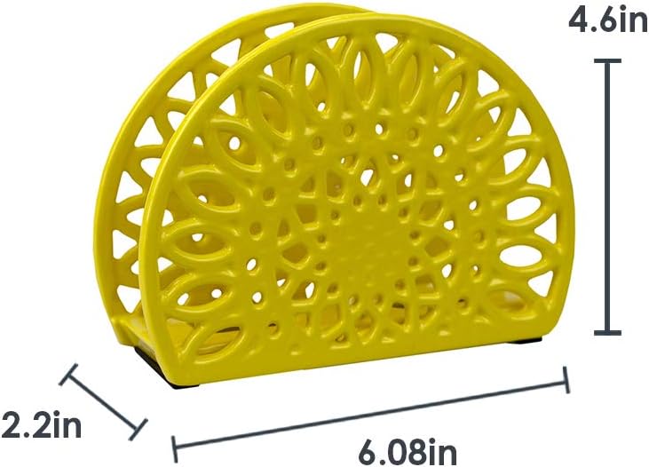 Home Basics Sunflower Collection Cast Iron Napkin Holder for Kitchen Countertop | Dinner Table | Indoor & Outdoor Use | Storage and Organization, Yellow: Kitchen & Dining