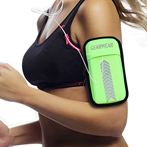 GEARWEAR Phone Running Armband for iPhone X 8 Plus 7 Plus Adjustable Reflective Sports Runner Arm Band Belt for Samsung Galaxy S8 S7 Green
