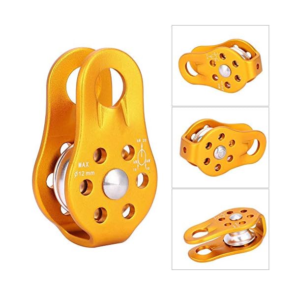 Bergsteiger Riemenscheibe Kletterseil Riemenscheibe Baumpfleger Baumklettern 20KN Fixed Side Aluminium Magnesium Alloy… – Bild 5